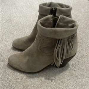 Sam Edelman Tan Ankle Booties with Fringe